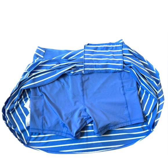 RLX Ralph Lauren baby Blue and White Striped Skort golf tennis sport size M - Picture 5 of 9